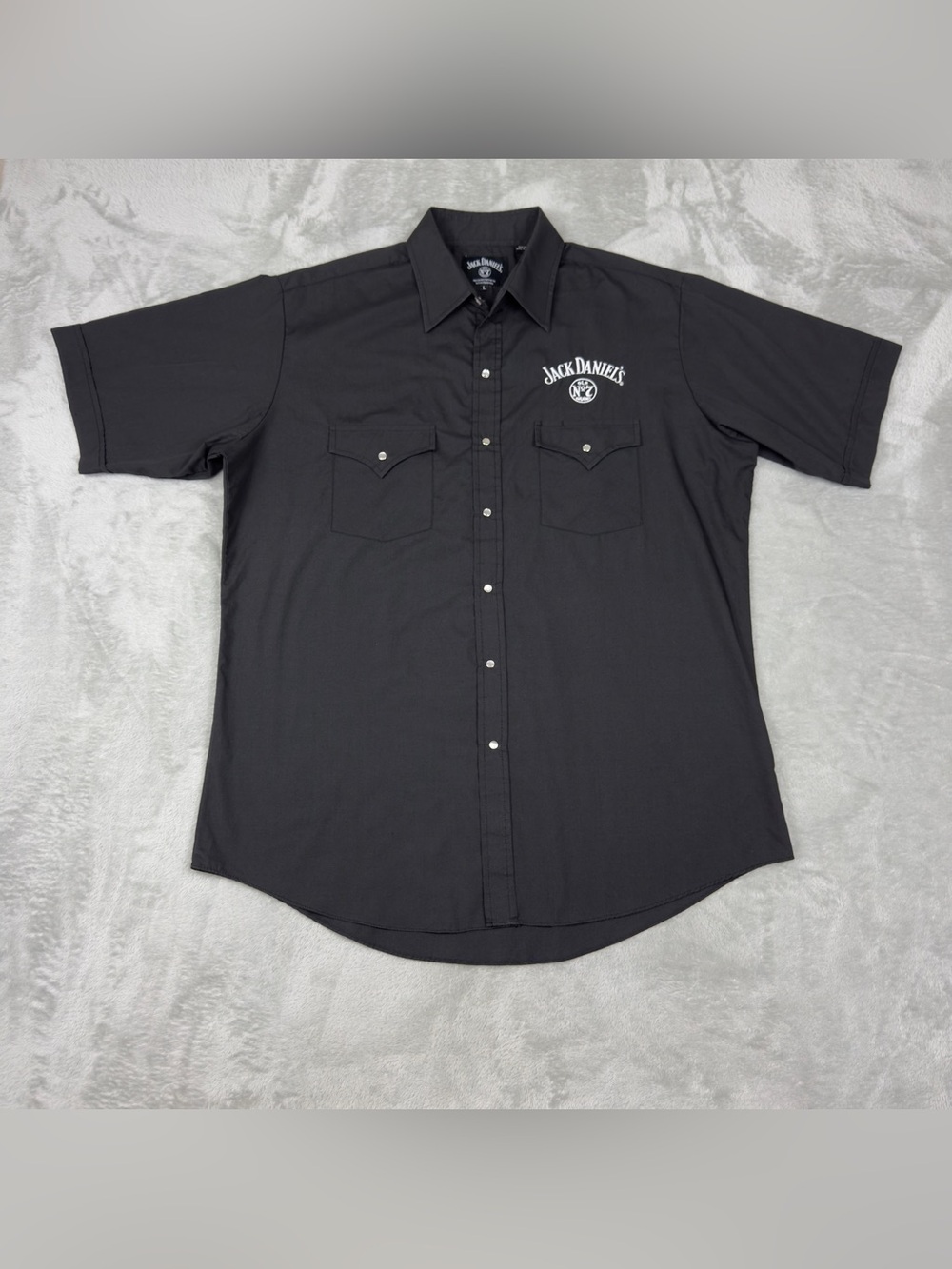 Jack Daniels Black Short Sleeve Western Cowboy Shirt Whiskey JD Official Product